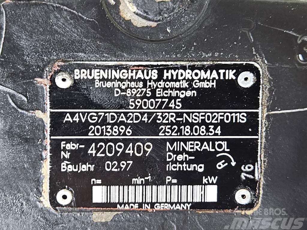 Brueninghaus Hydromatik A4VG71DA2D4/32R-Drive pump/Fahrpumpe Hydraulics