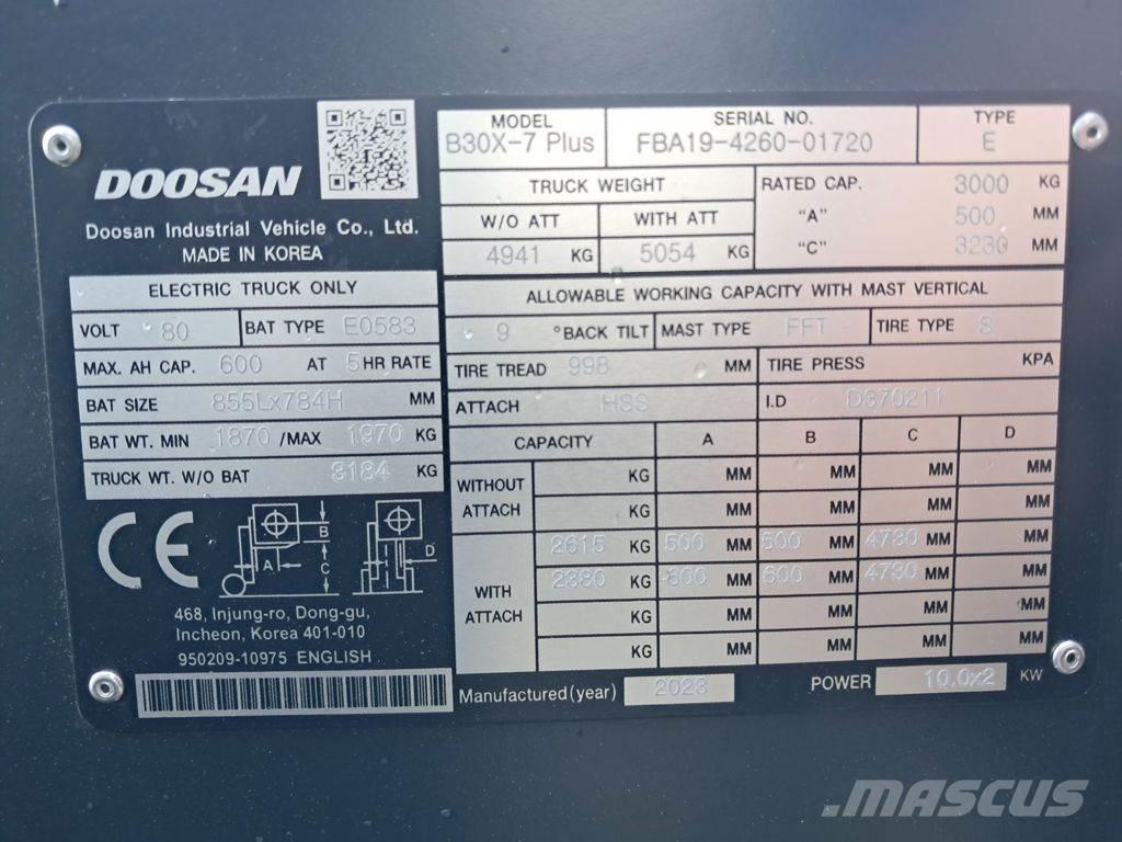 Doosan B30X-7 Plus Elektro Stapler