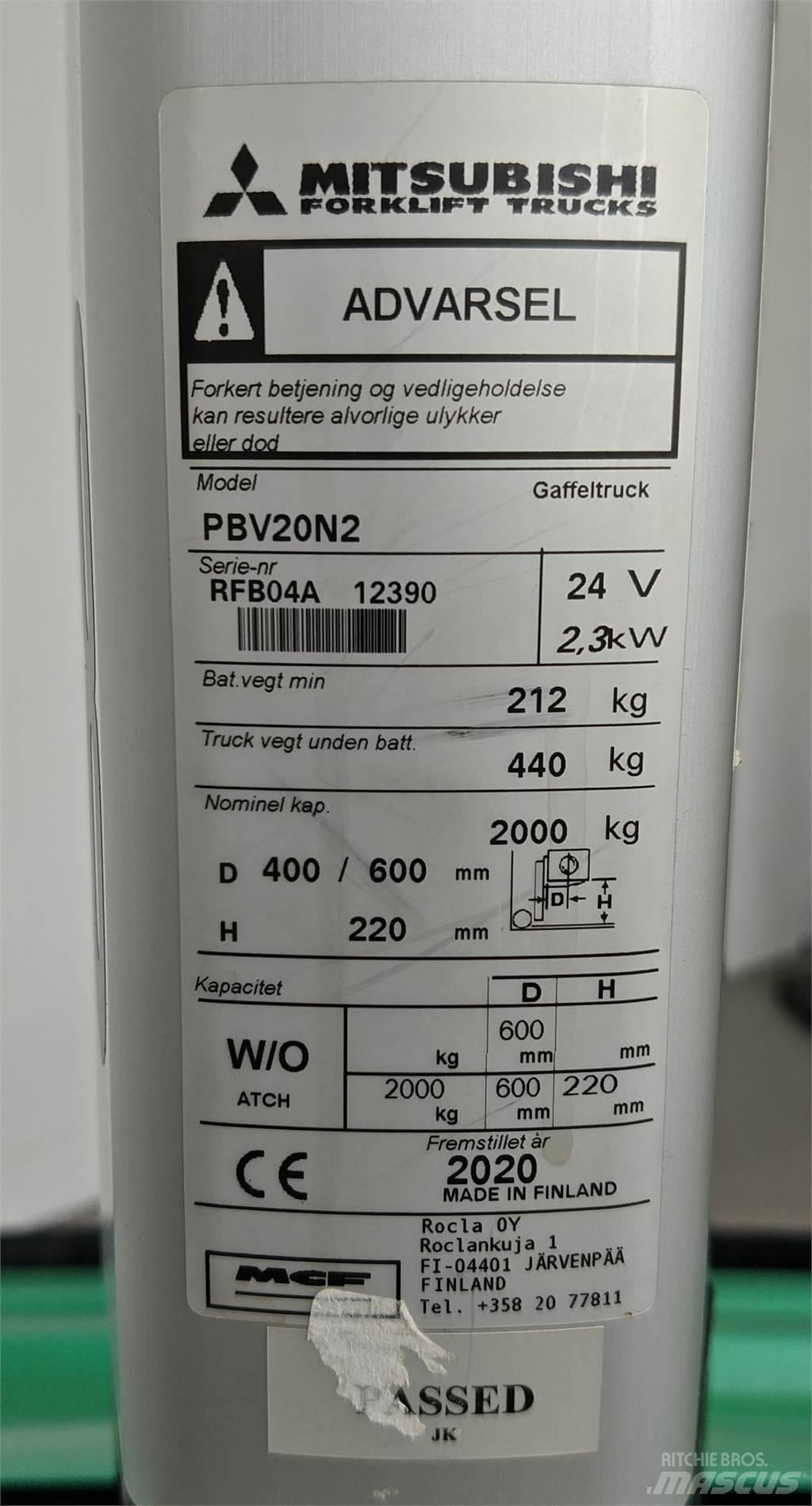 Mitsubishi PBV20N2 Andere Gabelstapler