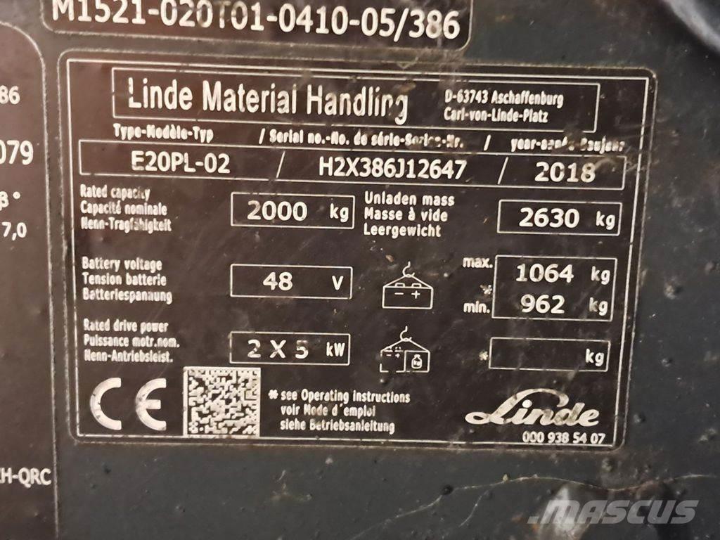 Linde E20PL-02 Elektro Stapler
