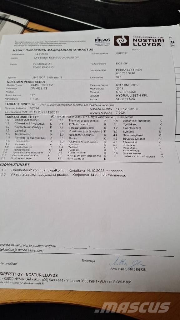 Ommelift 1050EZ Anhänger-Arbeitsbühnen