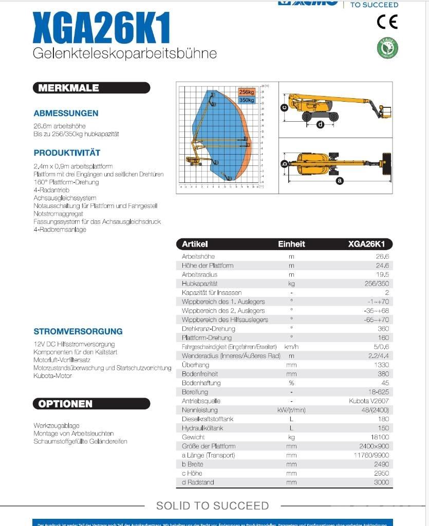 XCMG XGA26K1 Gelenkteleskoparbeitsbühnen