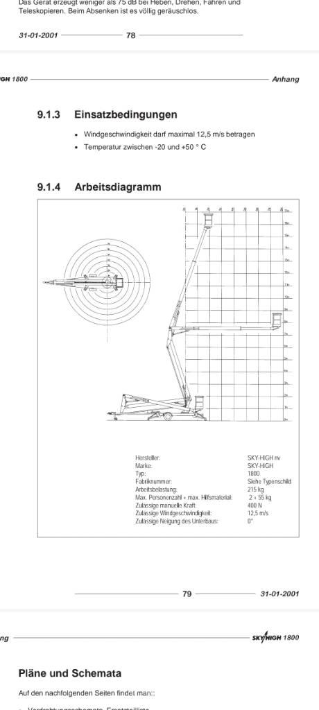 Sky High 1800 Anhänger-Arbeitsbühnen