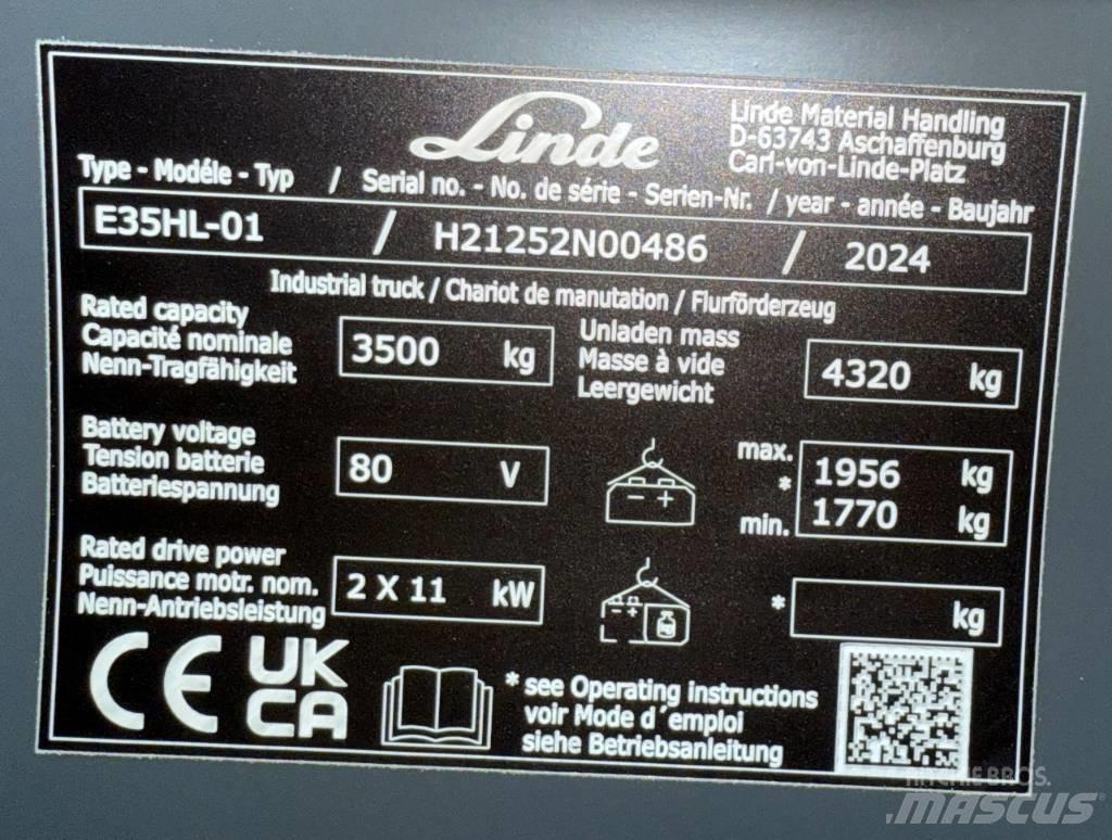 Linde E35HL/1252-01 Elektro Stapler