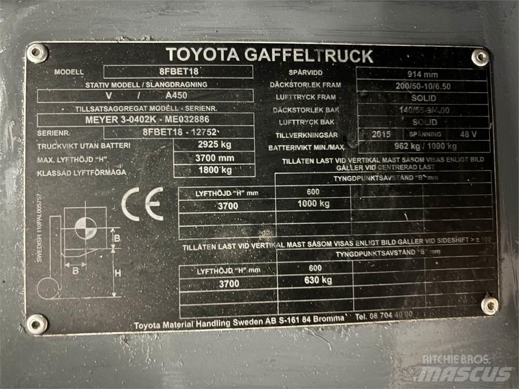 Toyota 8FBET18 Elektro Stapler