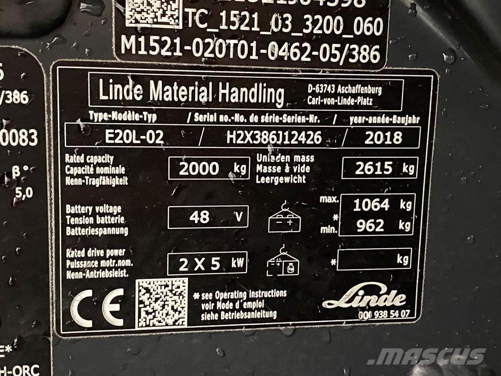 Linde E20L-02 Elektro Stapler