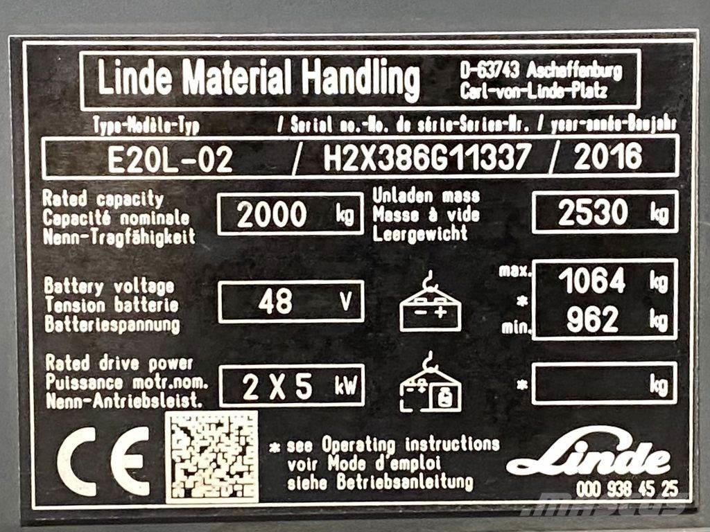 Linde E20L Elektro Stapler