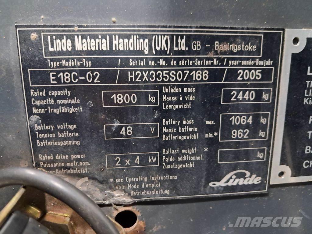 Linde E18C-02 Elektro Stapler
