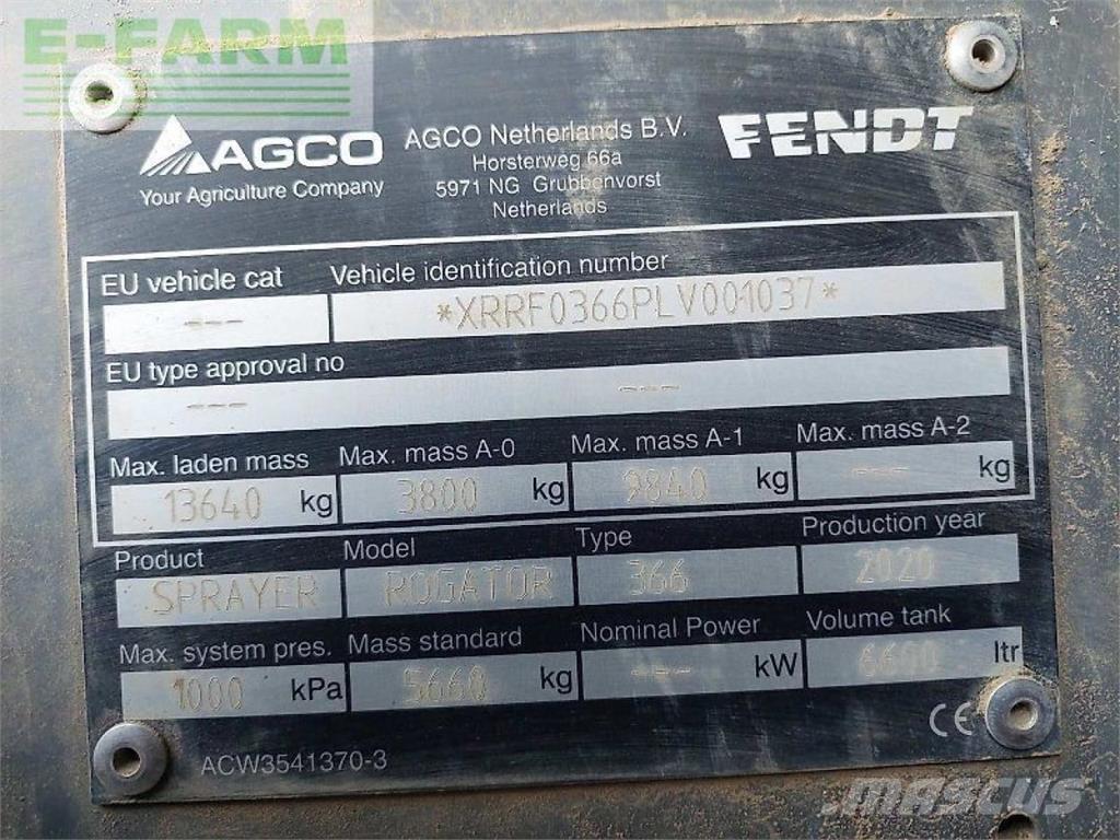 Fendt rogator 366 Anhängespritzen
