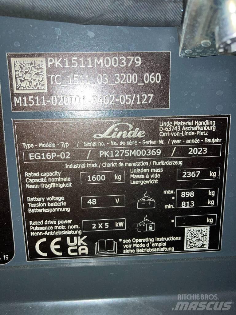 Linde EG16P/1275-02 Elektro Stapler