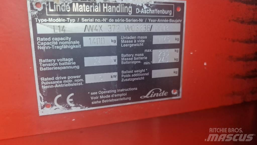 Linde L14APi-372 Gabelstapler mit Fahrerstand