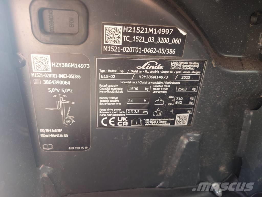 Linde E15/386-02 Elektro Stapler