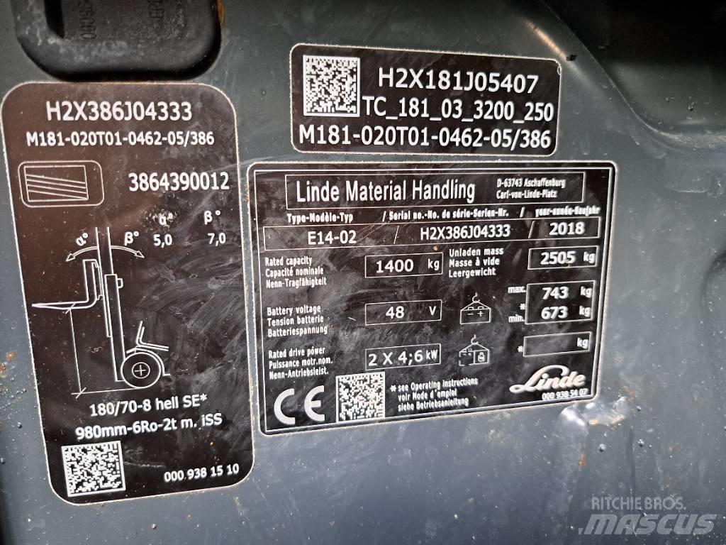 Linde E 14 EVO Elektro Stapler