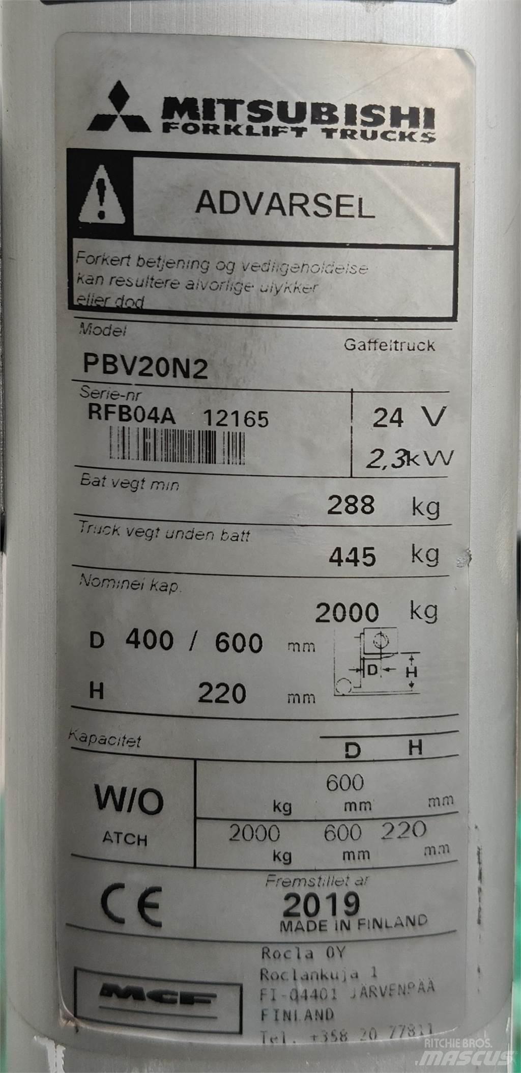 Mitsubishi PBV20N2 Andere Gabelstapler