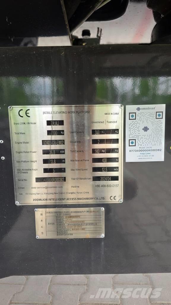 Zoomlion ZA 14 J Gelenkteleskoparbeitsbühnen