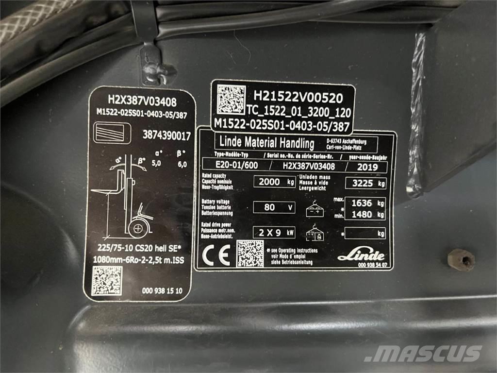 Linde E 20H-01/600 Elektro Stapler