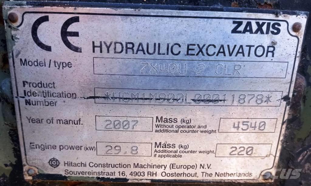Hitachi ZX 40 U-2 Minibagger < 7t