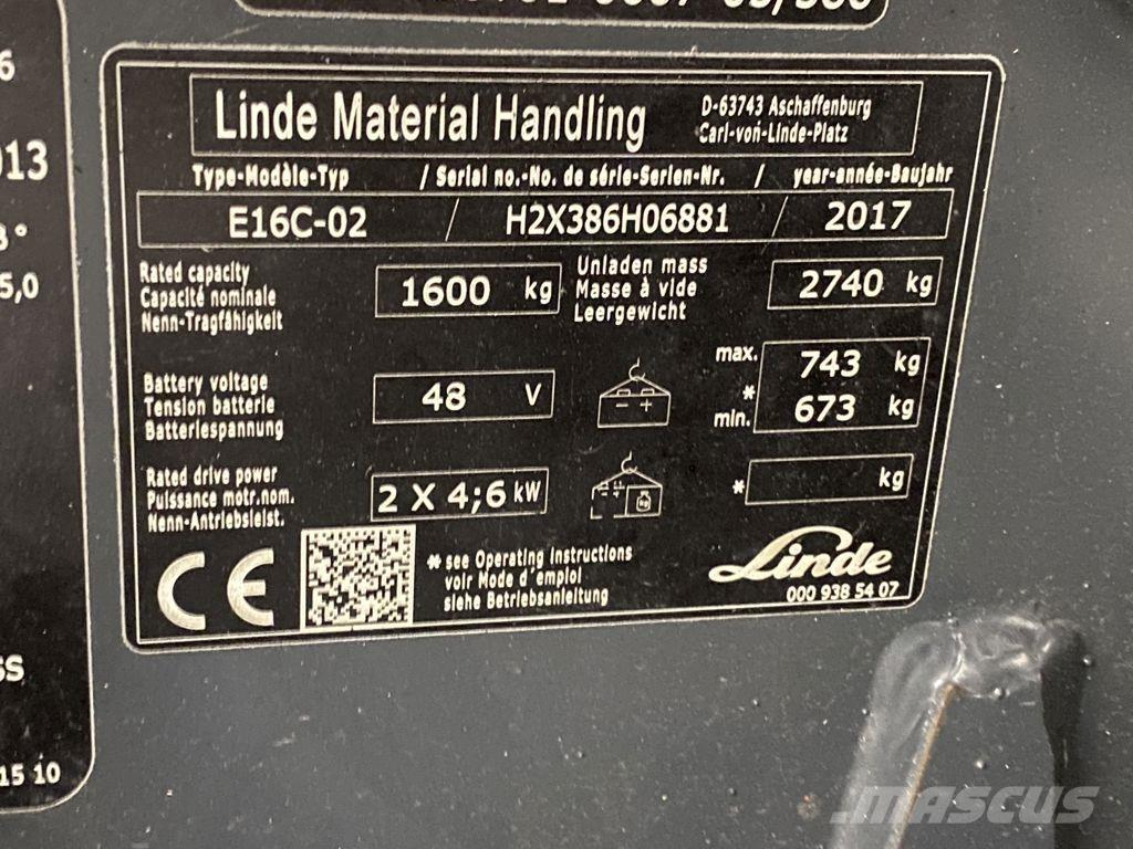 Linde E16C-02 Elektro Stapler