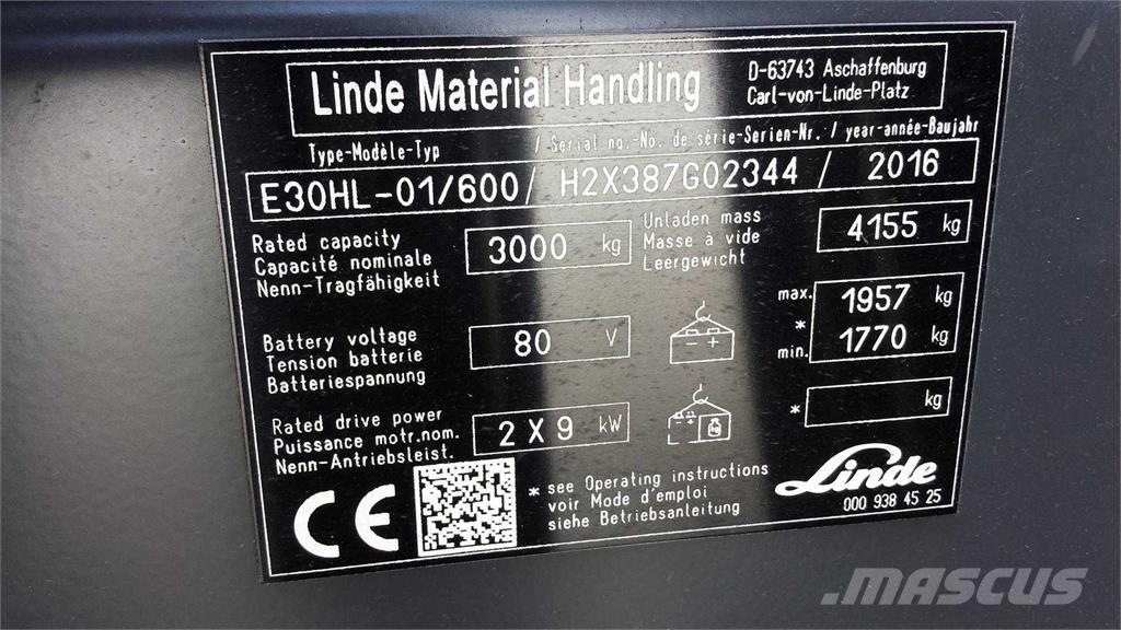 Linde E30/600HL Elektro Stapler