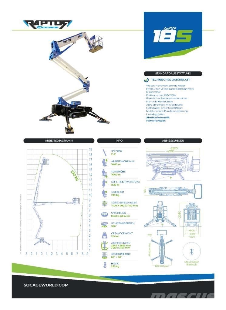 Socage Raptor 18S Gelenkteleskoparbeitsbühnen