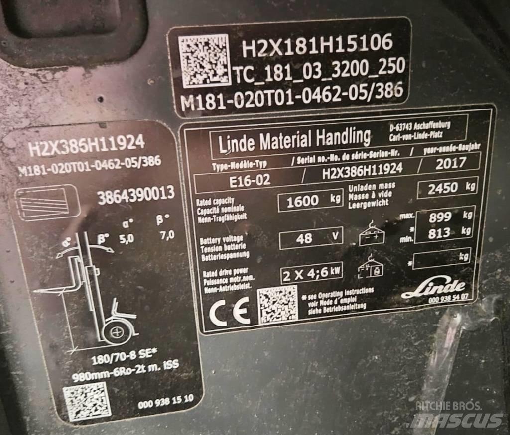 Linde E16-02 Elektro Stapler