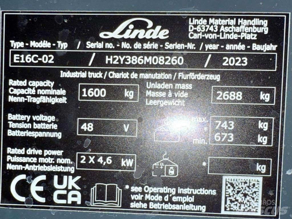 Linde E16C/386-02 Elektro Stapler