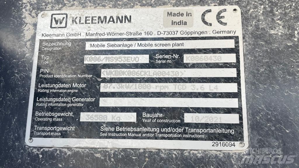 Kleemann 953 Sieb- und Brechanlagen