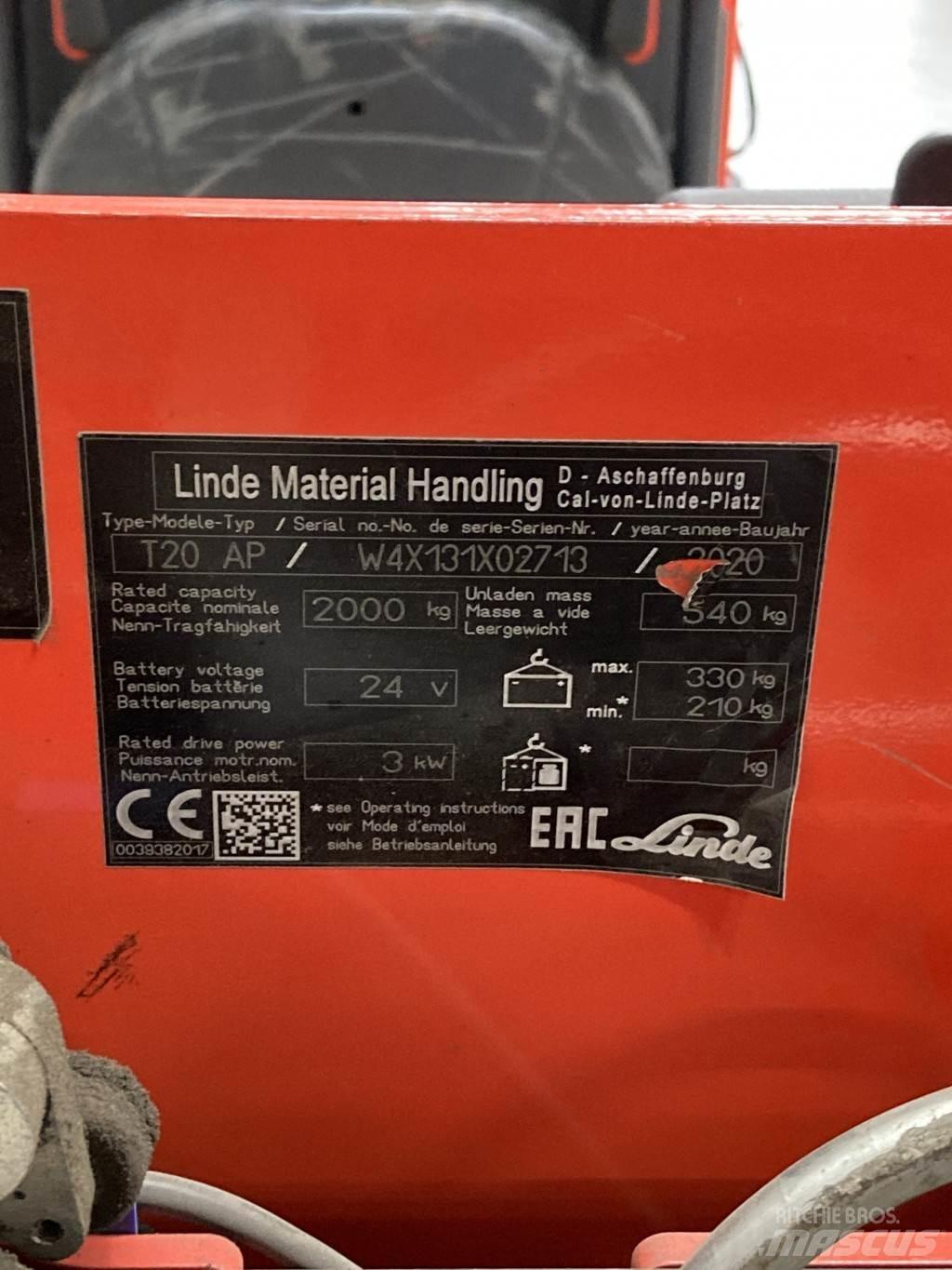 Linde T20AP kurz Niedergabelstapler