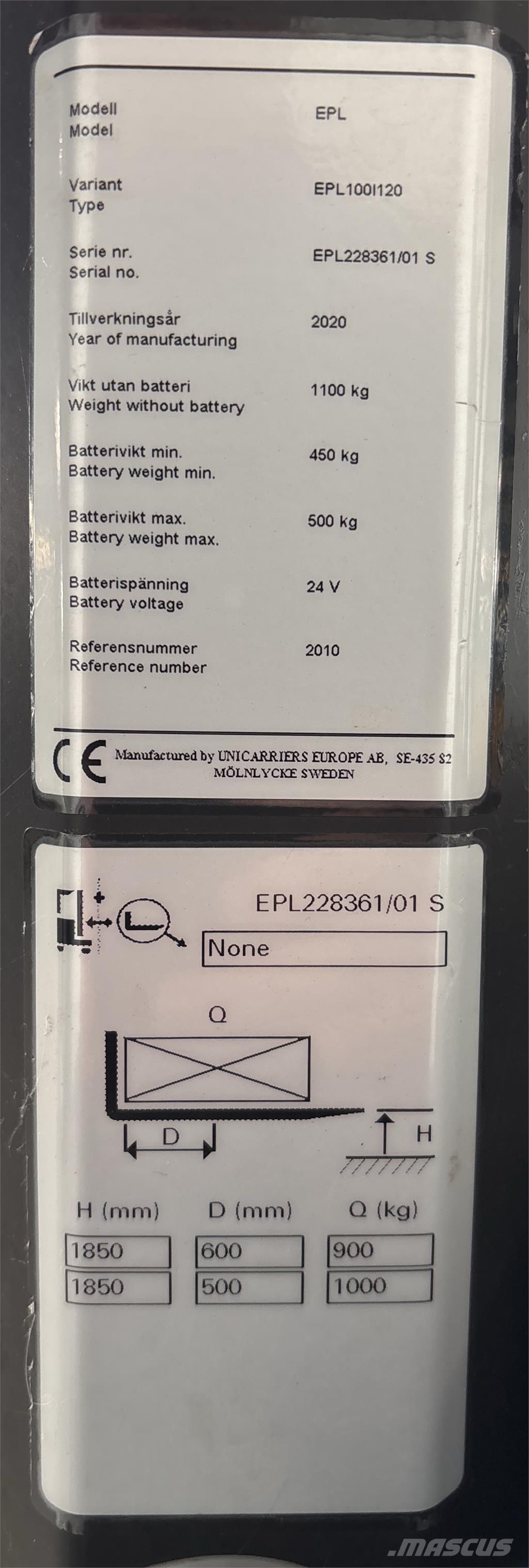 UniCarriers EPL100 Niederhub-Kommissionierer