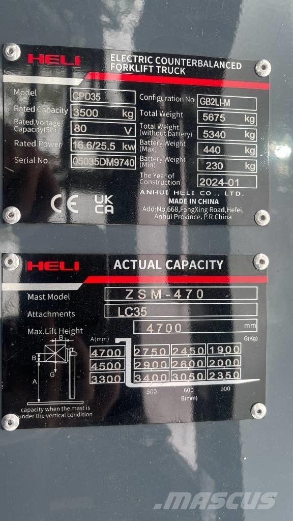 Heli CPD35-GB2LI-M Elektro Stapler