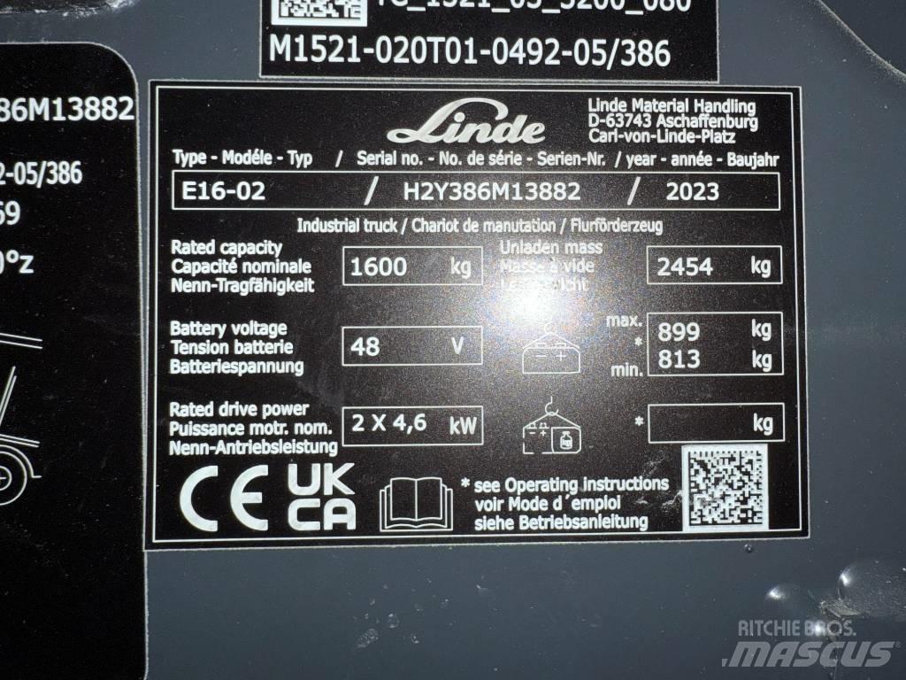 Linde E16/386-02 Elektro Stapler