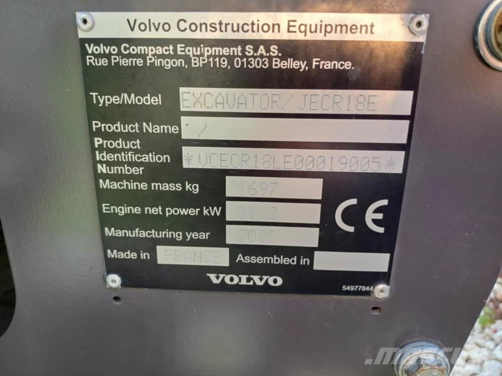 Volvo JECR18E Minibagger < 7t
