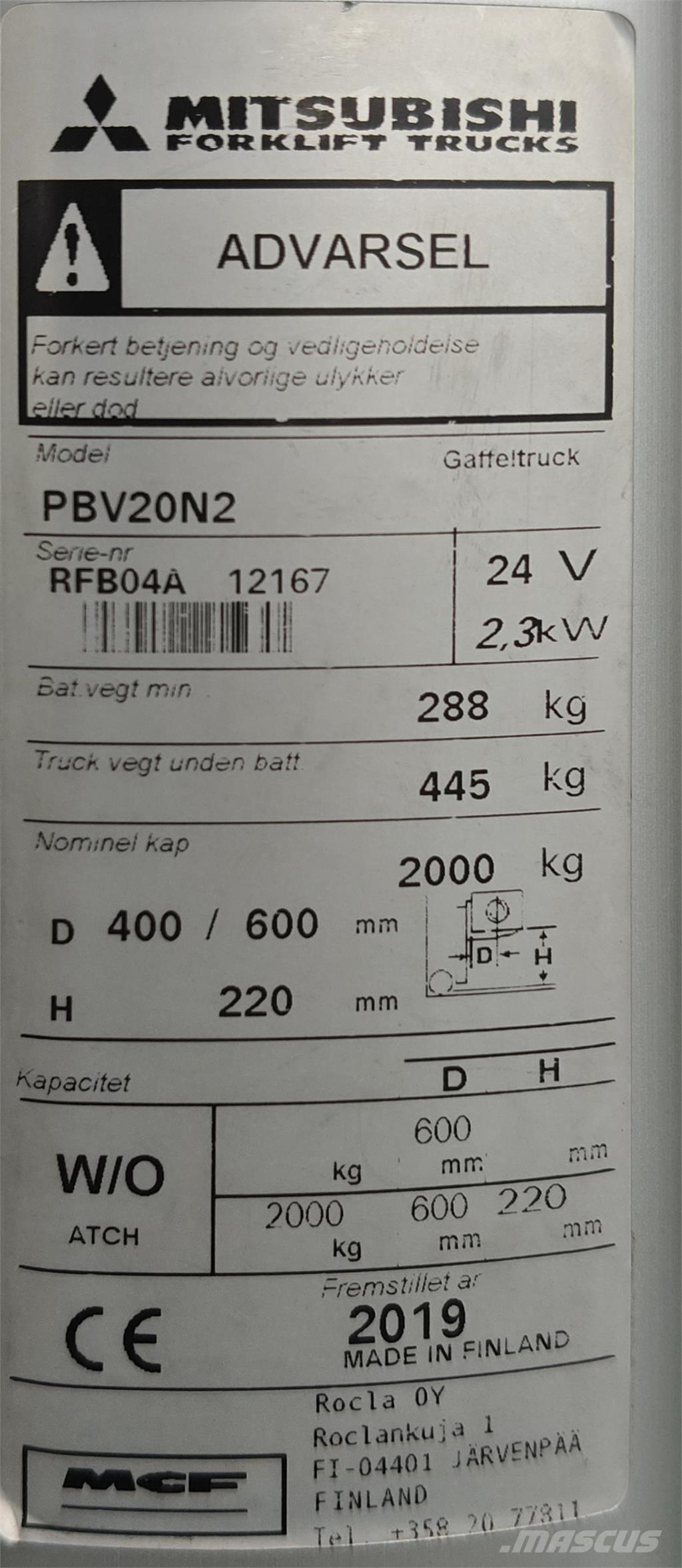 Mitsubishi PBV20N2 Elektro Plattformwagen