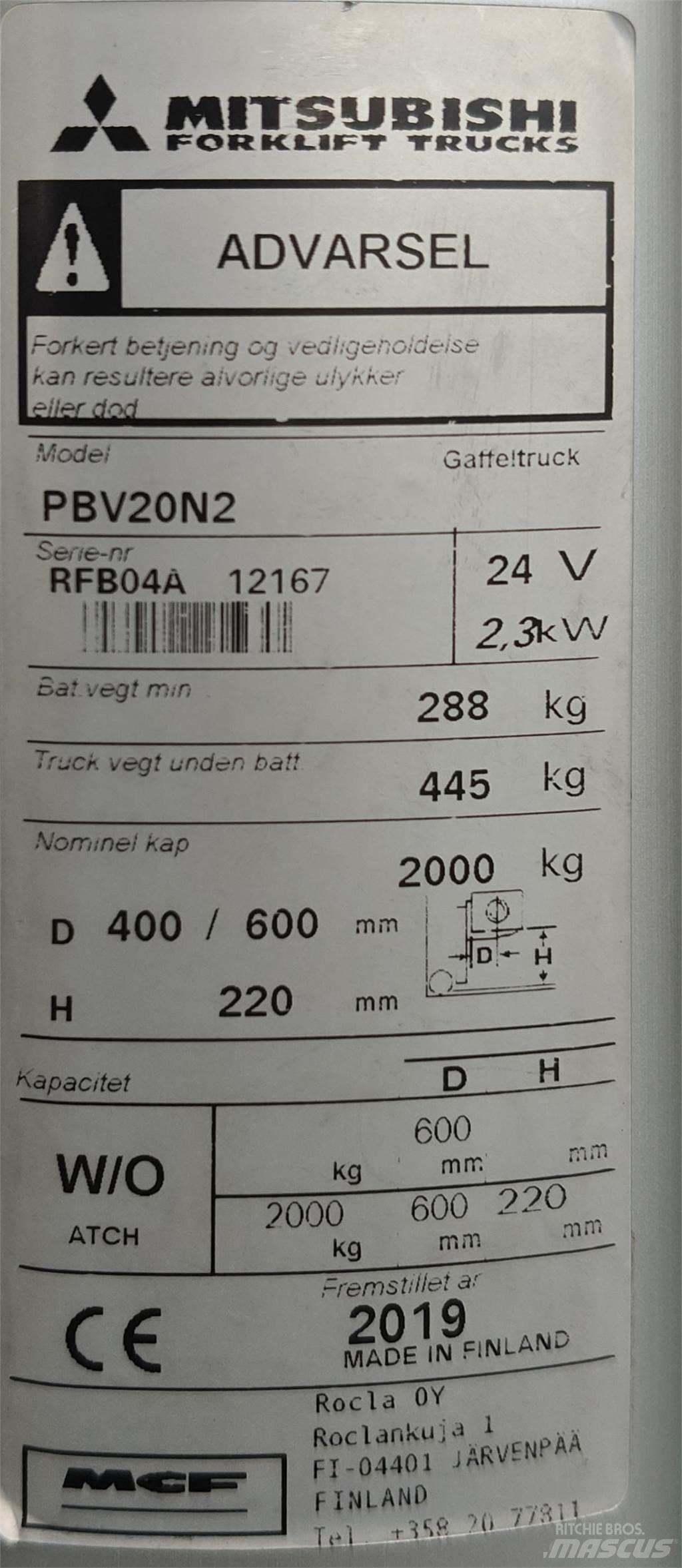 Mitsubishi PBV20N2 Andere Gabelstapler