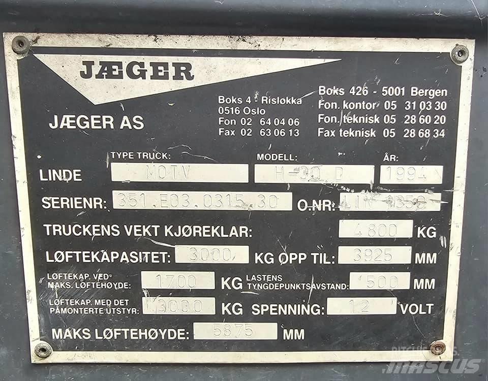 Linde H 30 D Diesel Stapler