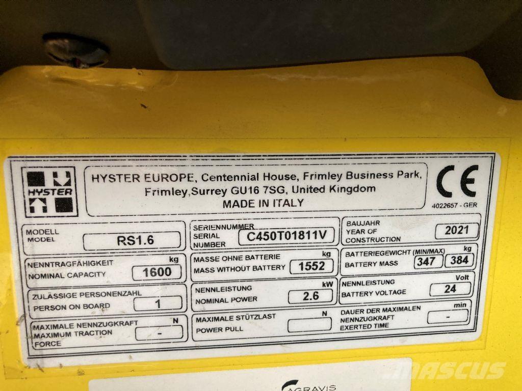 Hyster RS 1.6 IL Selbstfahrstapler