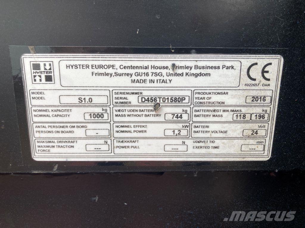 Hyster S 1.0 Deichselstapler