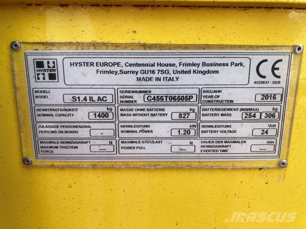 Hyster S 1.4 IL Deichselstapler