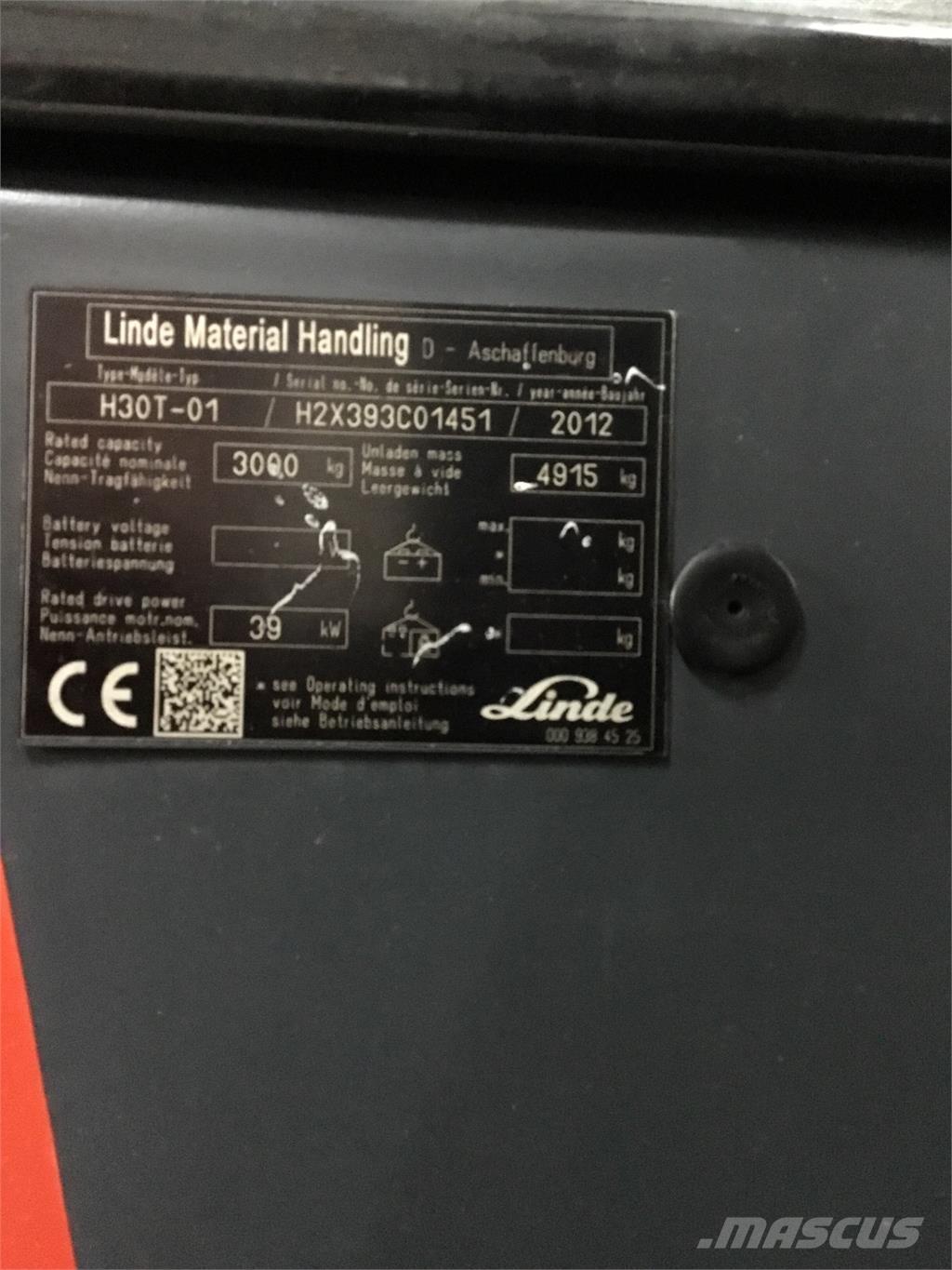 Linde H 30 T 01 Gas Stapler