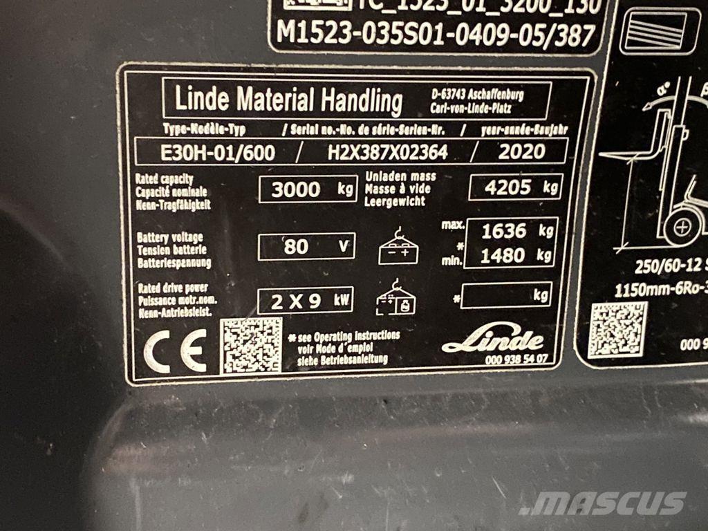 Linde E30H-01/600 Elektro Stapler