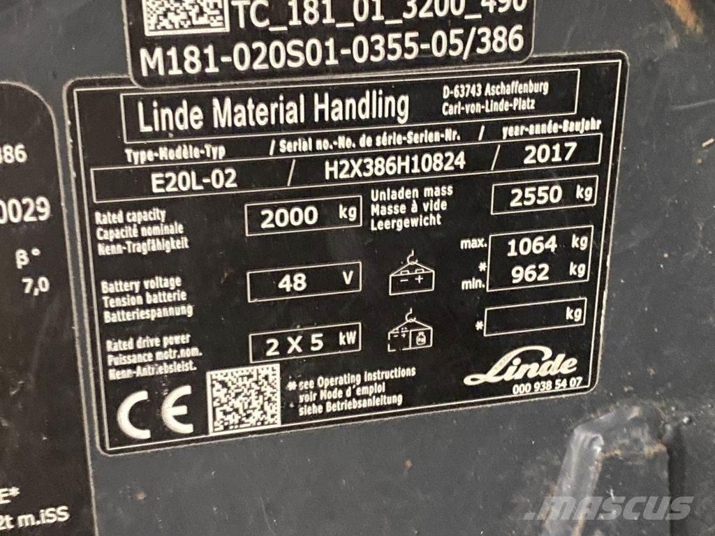 Linde E20L-02 Elektro Stapler