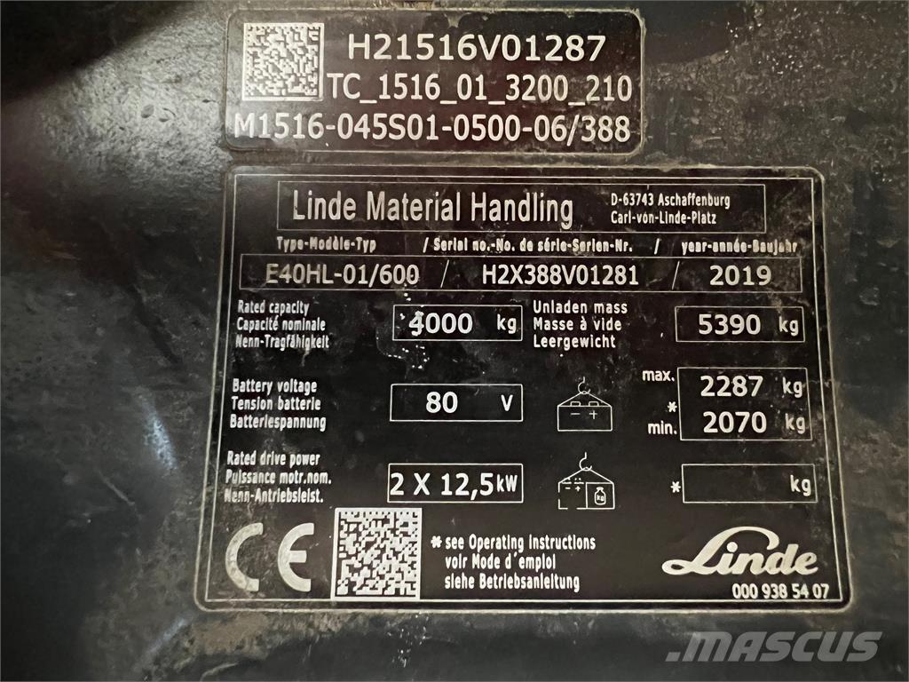 Linde E 40/600 HL Elektro Stapler