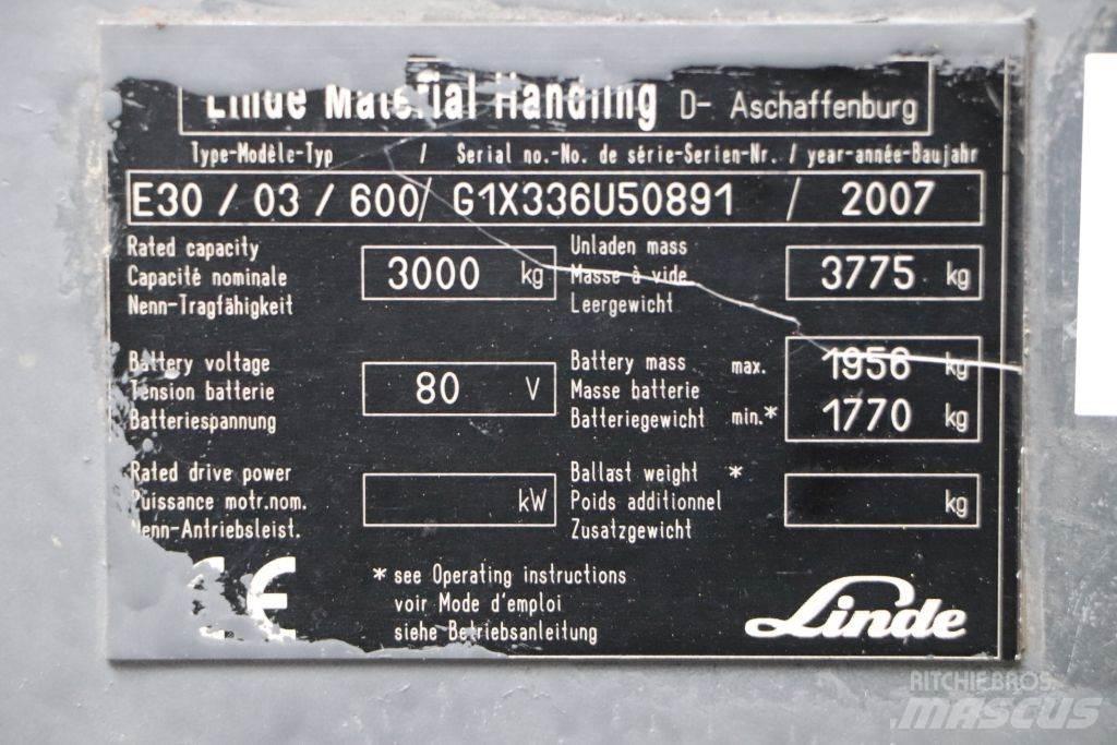 Linde E30S-03/600 Elektro Stapler