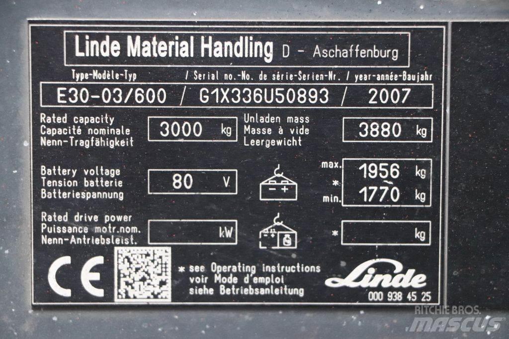 Linde E30S-03/600 Elektro Stapler