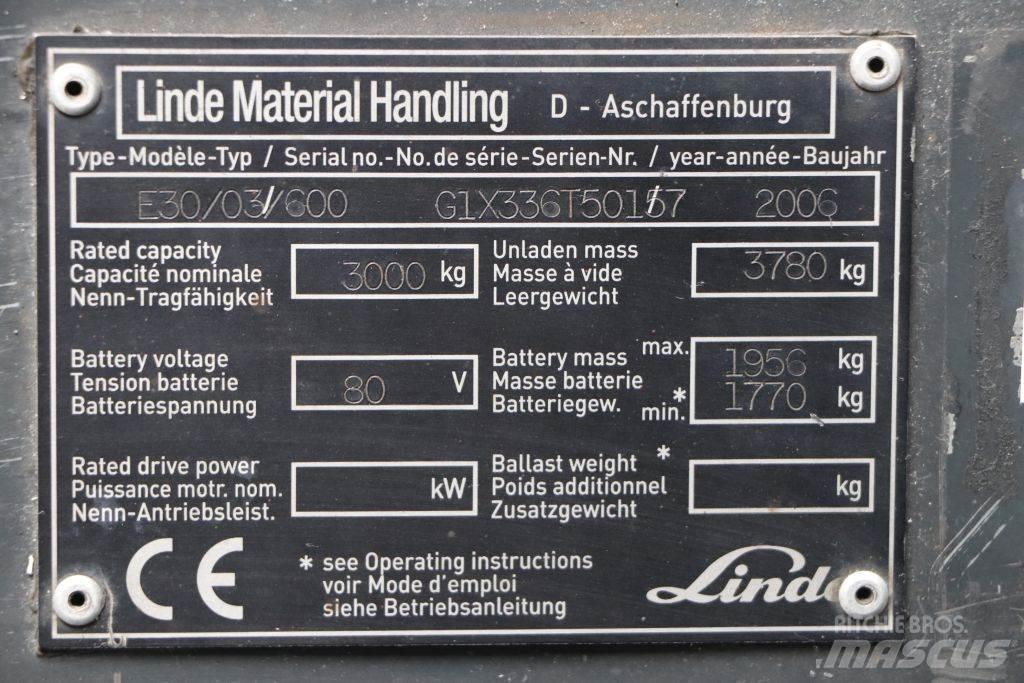 Linde E30S-03/600 Elektro Stapler