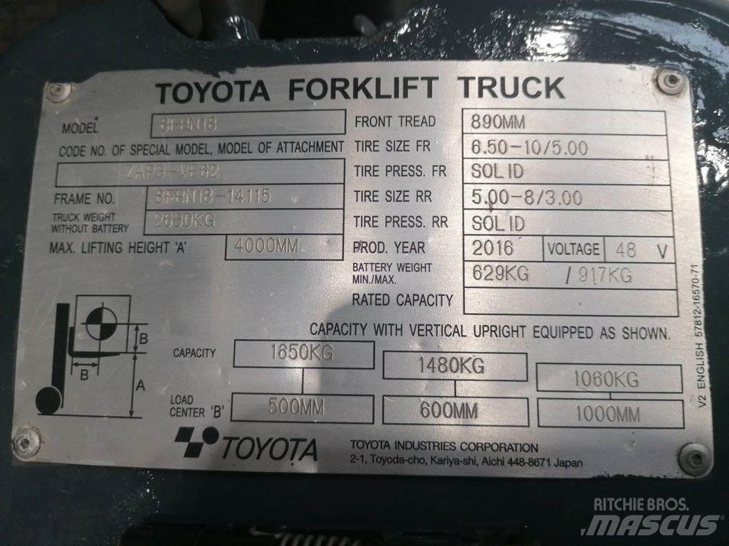 Toyota 8FBN18 Elektro Stapler