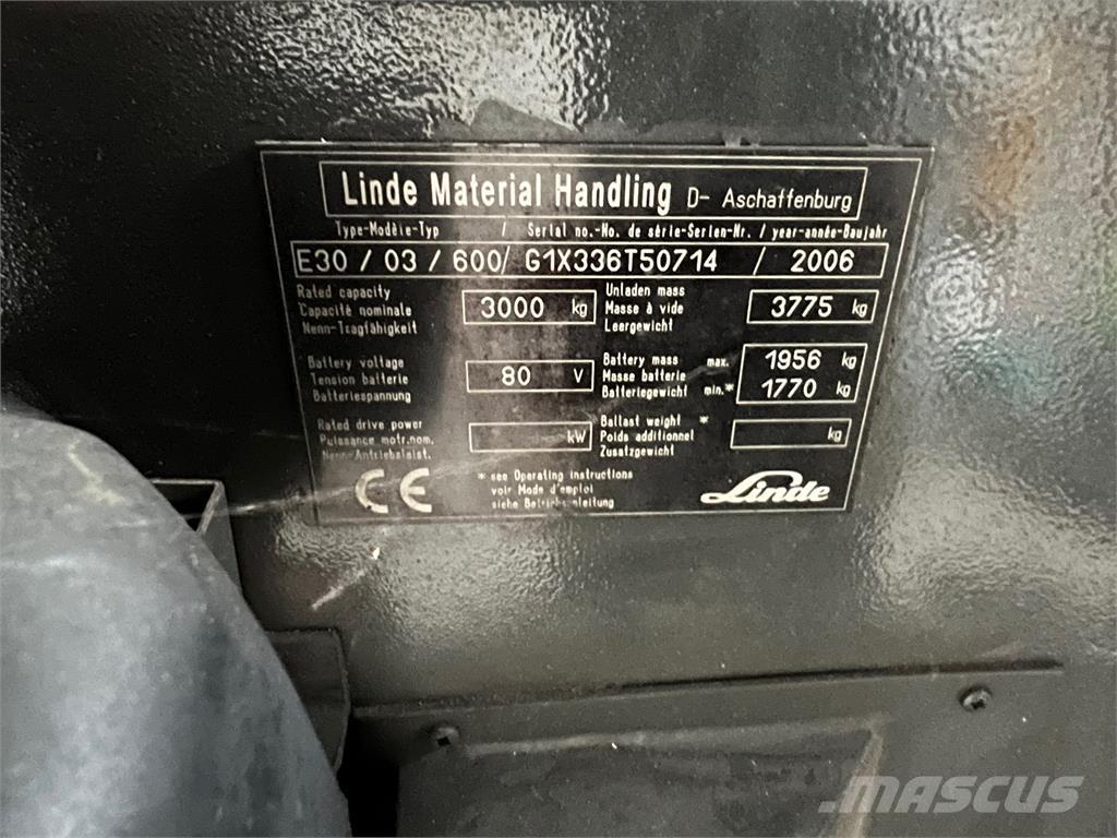 Linde E30 / 03 / 600 Elektro Stapler
