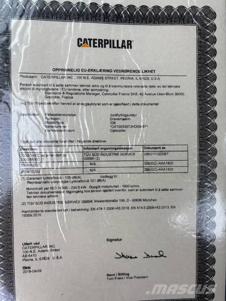  **SOLD** CAT 336 Raupenbagger