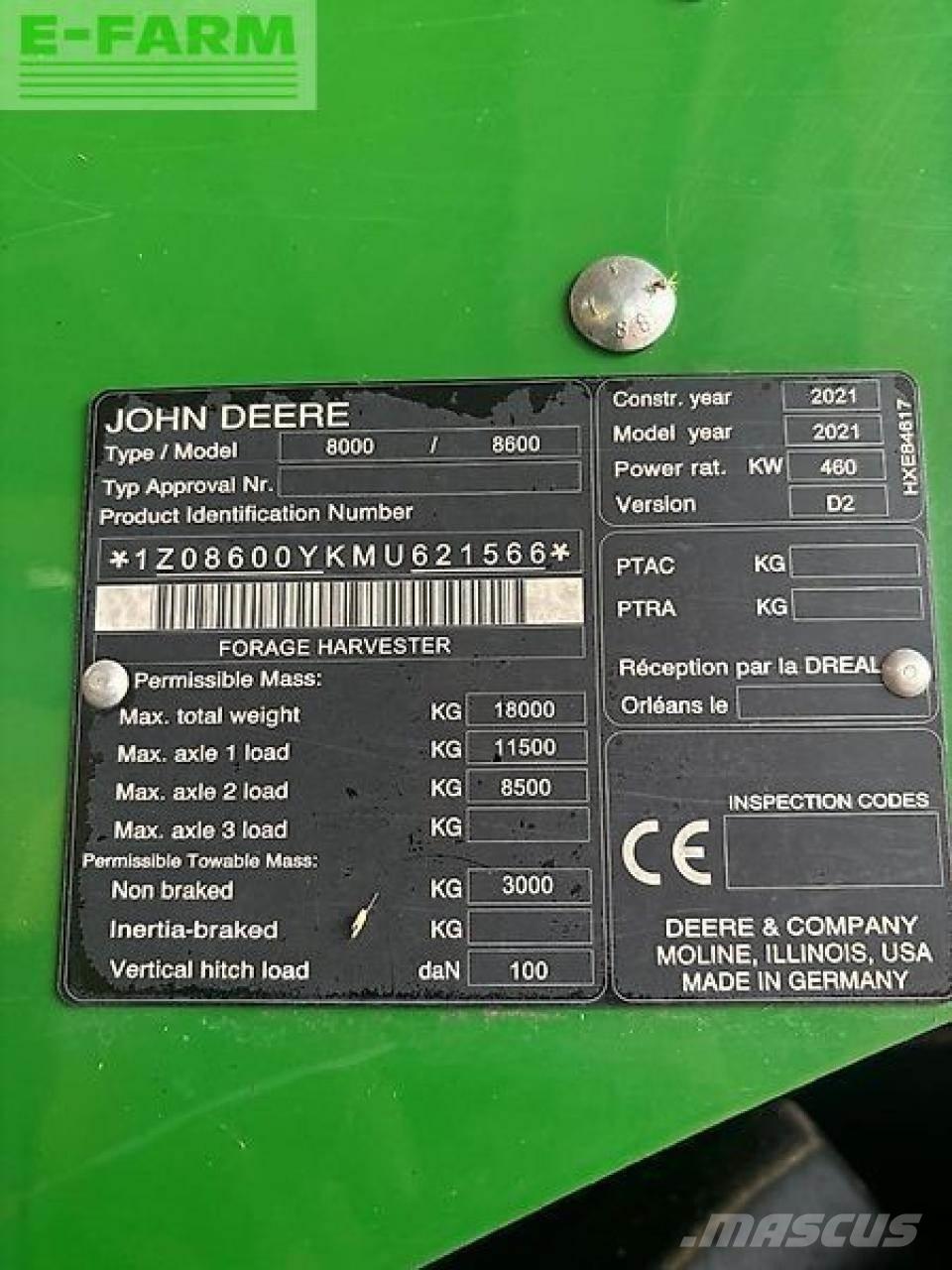 John Deere 8600 Selbstfahrende Häcksler