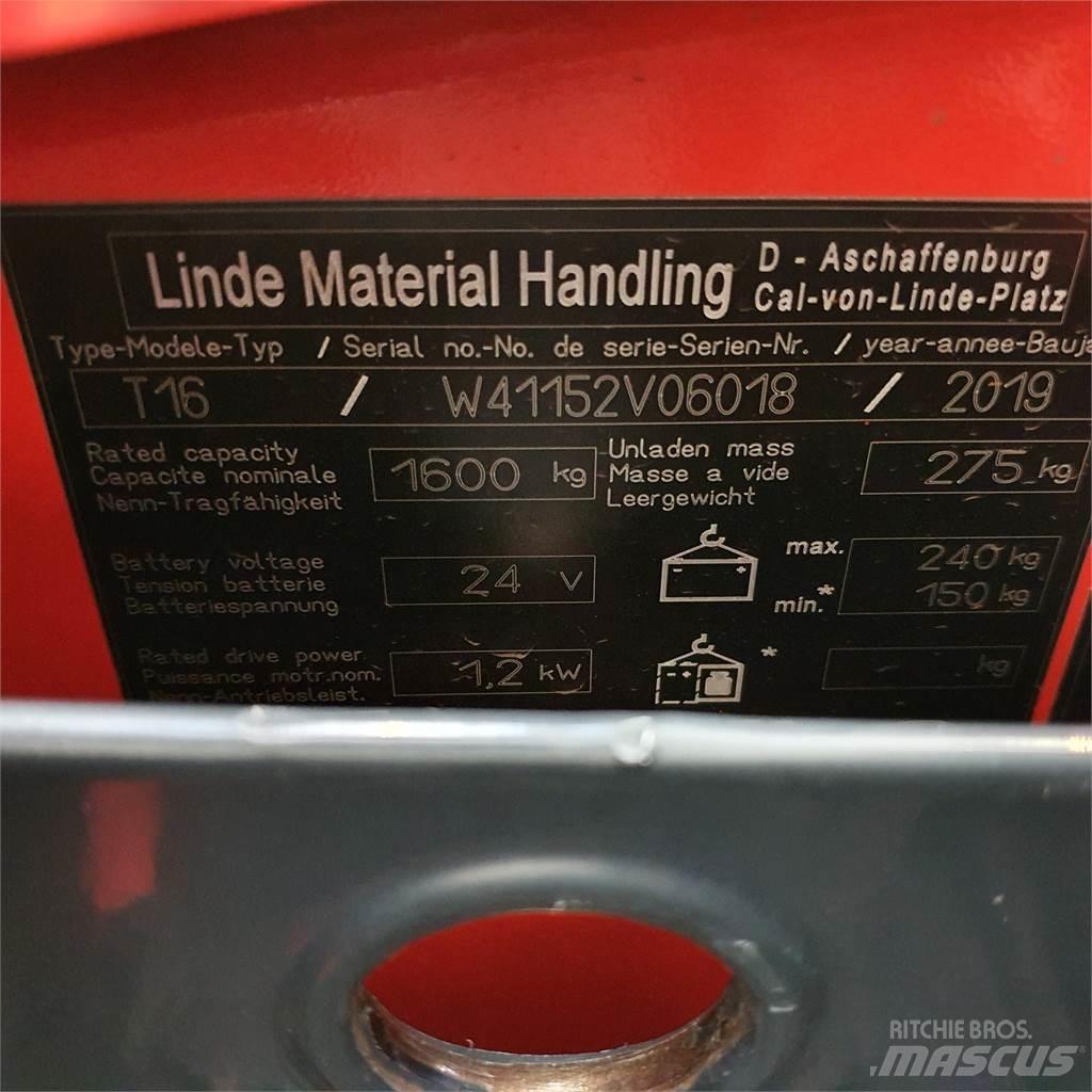 Linde T16 Li-Ion Niedergabelstapler